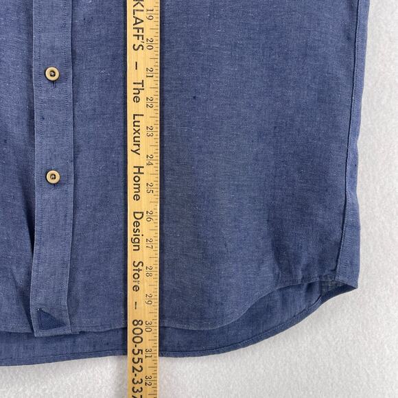 UNTUCKIT Shirt Mens M Cameron WR Linen Chambray Slim Fit Wrinkle Resistant Blue - Picture 12 of 13